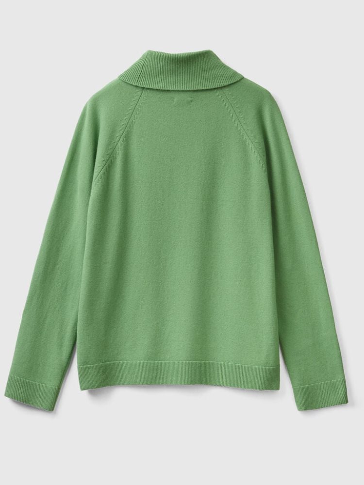 Benetton Sage Green Wol And Cashmere Blend Turtleneck High Neck Sweaters Dames Groen | BE870623