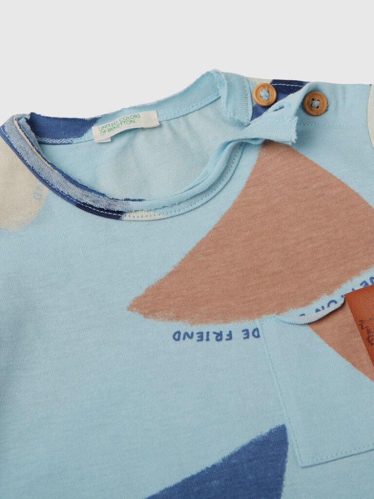 Benetton Sail Print T-shirts Kinderen Lichtblauw | BE319174