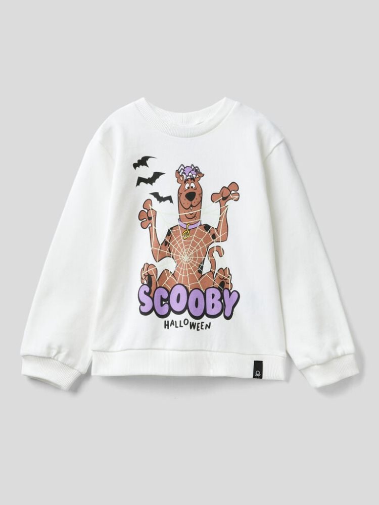 Benetton Scooby-doo Glow-in-the-dark Print Sweatshirt Kinderen Wit | BE491112