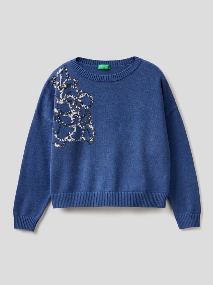 Benetton Sequins Truien Kinderen Blauw | BE334514