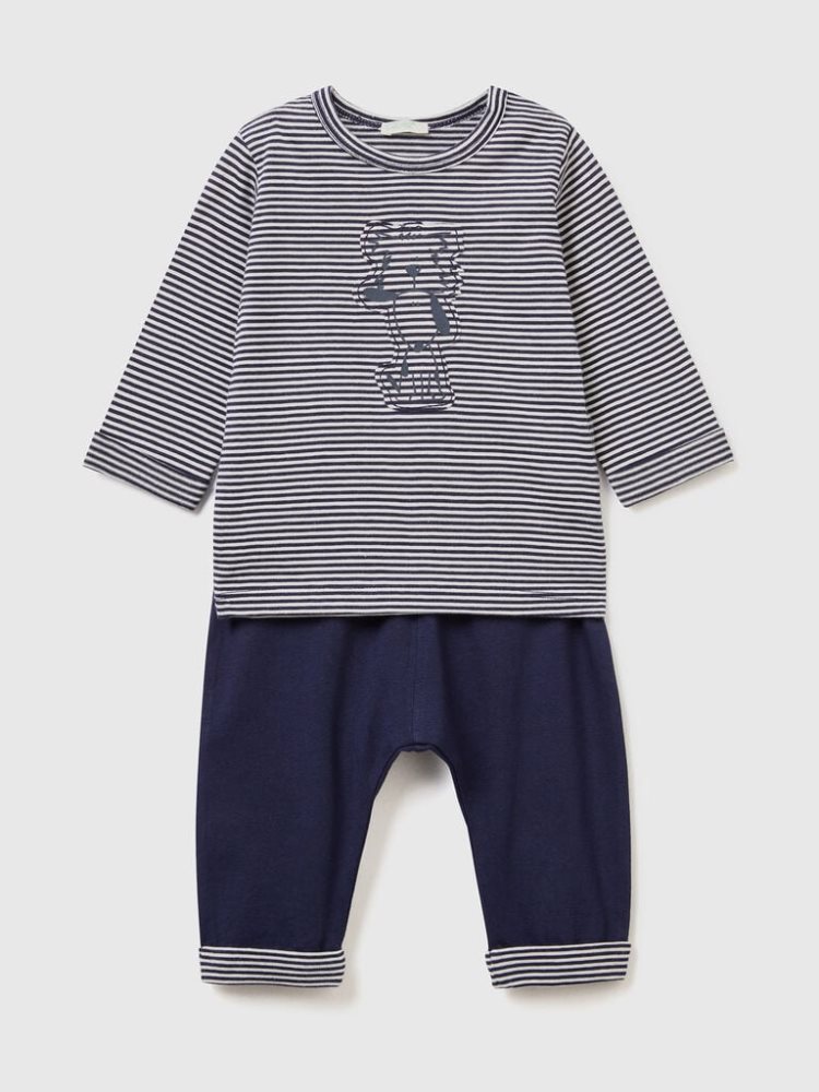 Benetton Set 100% Organic Katoenen Dungarees Kinderen Blauw | BE844251