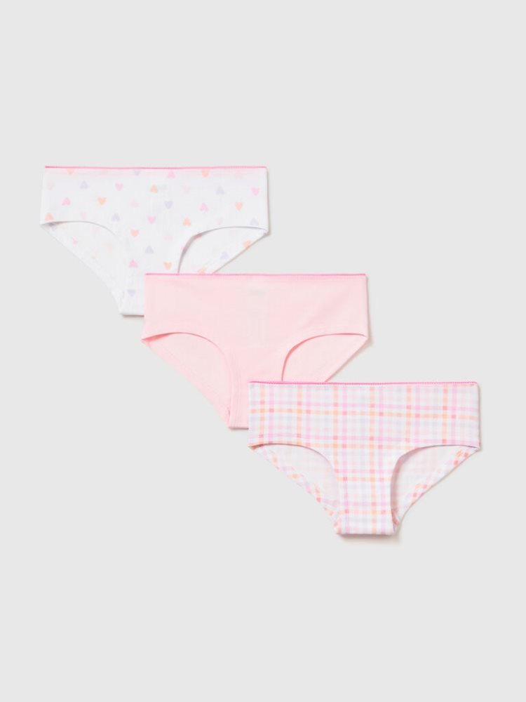 Benetton Set Of Three Pairs Of Stretch Katoenen Slips Kinderen Wit | BE964947