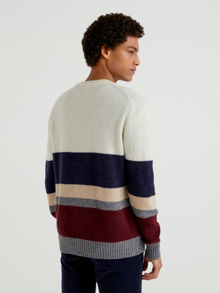 Benetton Shetland Wol Crew Neck Sweaters Heren Multi-color | BE417803