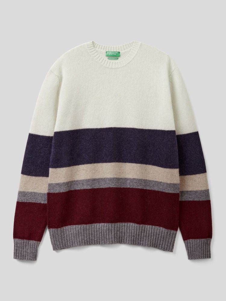 Benetton Shetland Wol Crew Neck Sweaters Heren Multi-color | BE417803