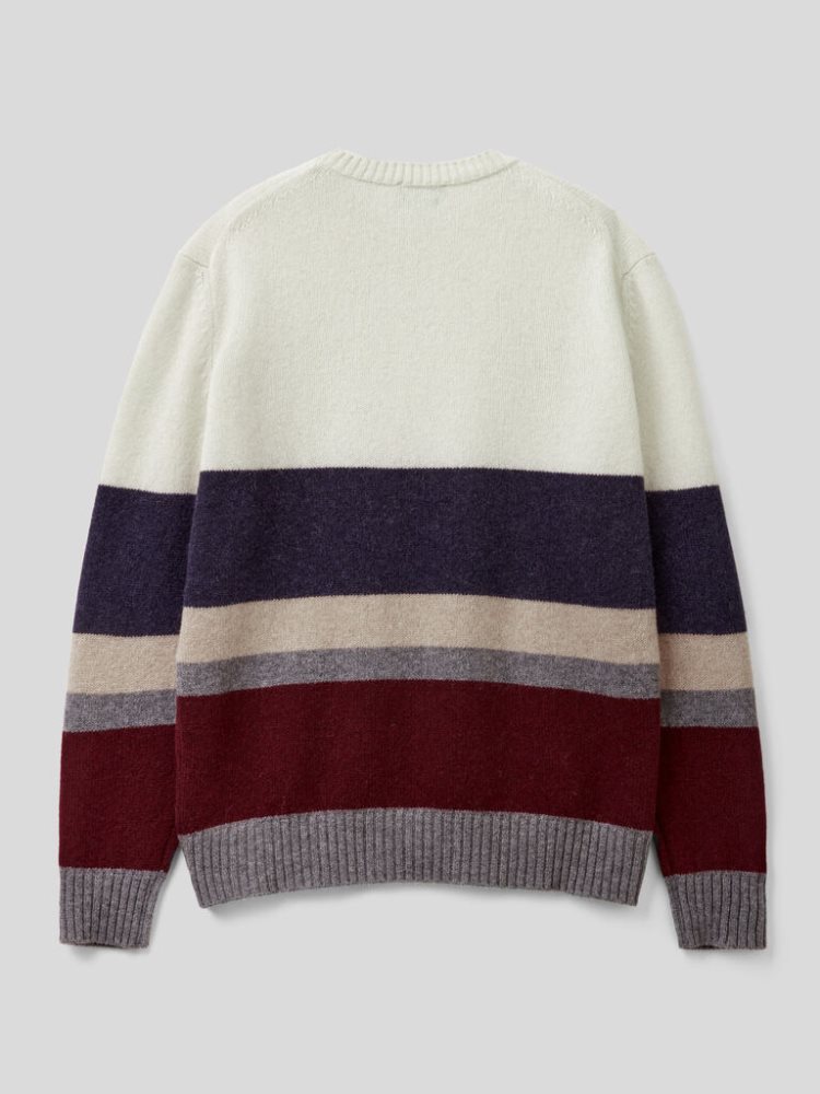 Benetton Shetland Wol Crew Neck Sweaters Heren Multi-color | BE417803