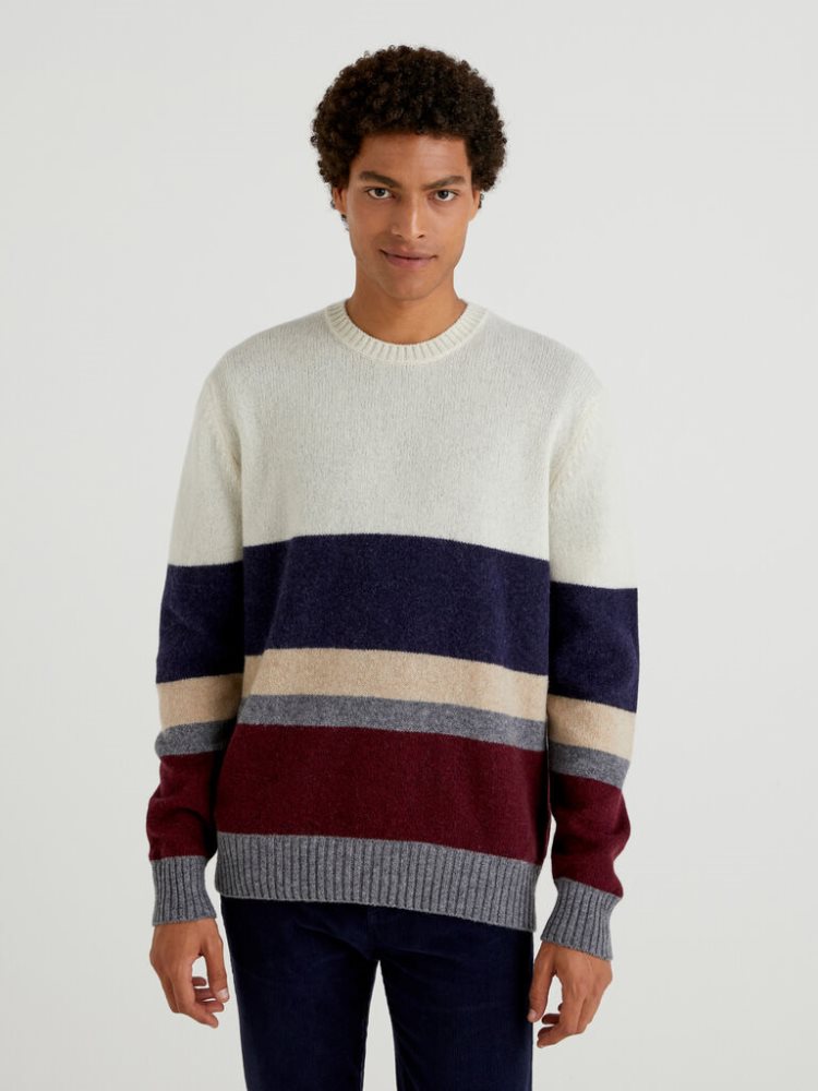 Benetton Shetland Wol Crew Neck Sweaters Heren Multi-color | BE417803