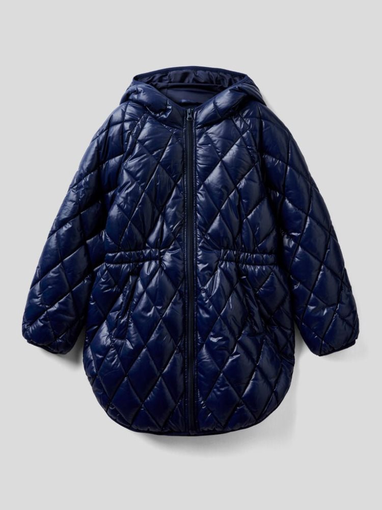 Benetton Shiny Gewatteerd Padded Jackets Kinderen Donkerblauw | BE923323