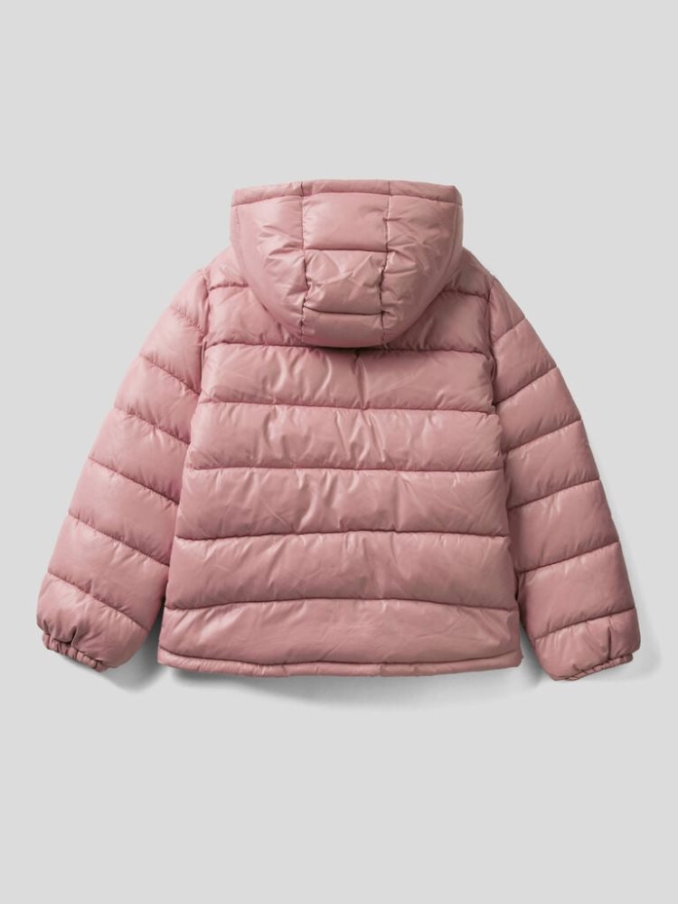 Benetton Shiny Puffer Padded Jackets Kinderen Roze | BE586541