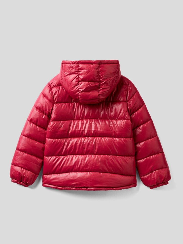 Benetton Shiny Puffer Padded Jackets Kinderen Bordeaux | BE828061