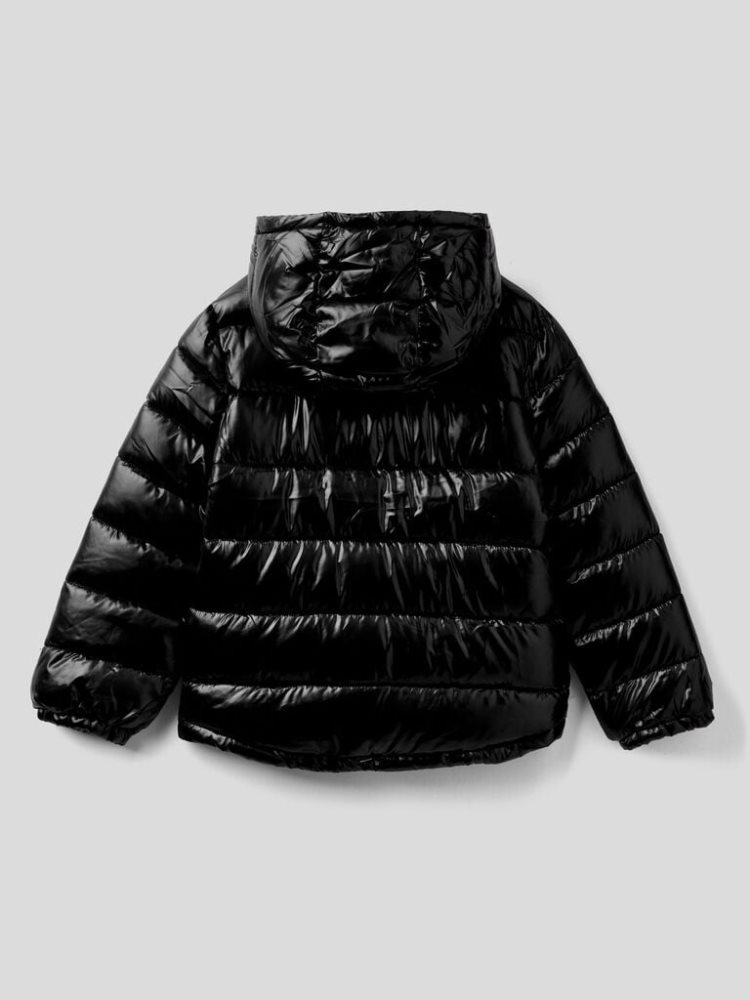 Benetton Shiny Puffer Padded Jackets Kinderen Zwart | BE871044