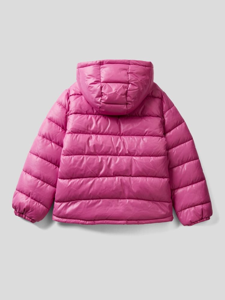 Benetton Shiny Puffer Padded Jackets Kinderen Cyclamen | BE978066