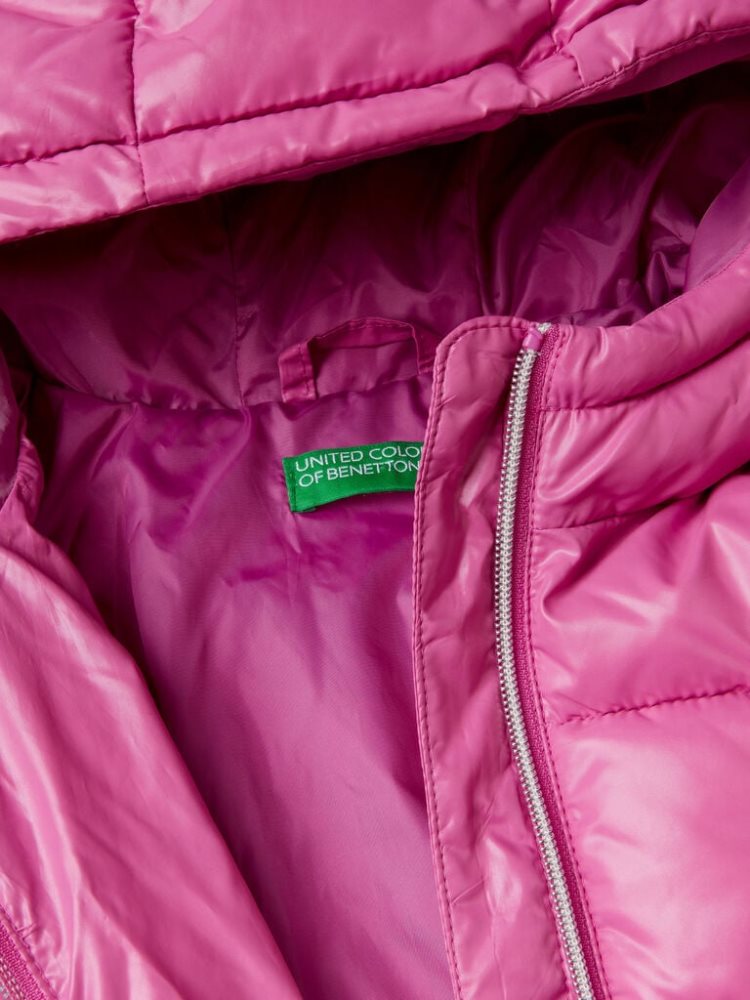 Benetton Shiny Puffer Padded Jackets Kinderen Cyclamen | BE978066