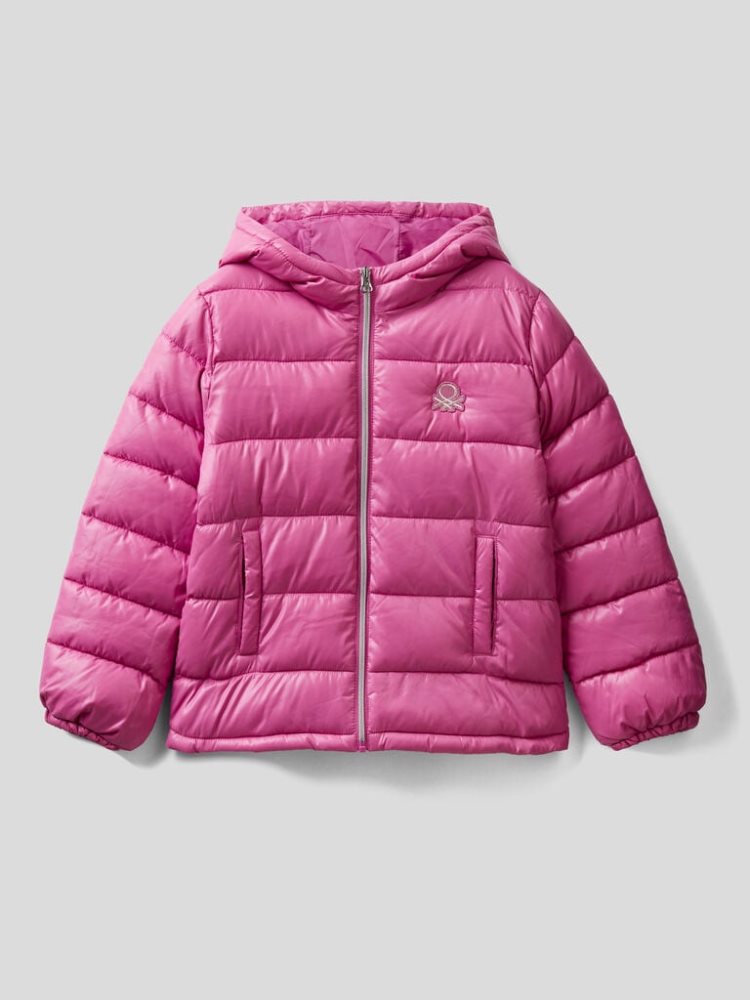 Benetton Shiny Puffer Padded Jackets Kinderen Cyclamen | BE978066