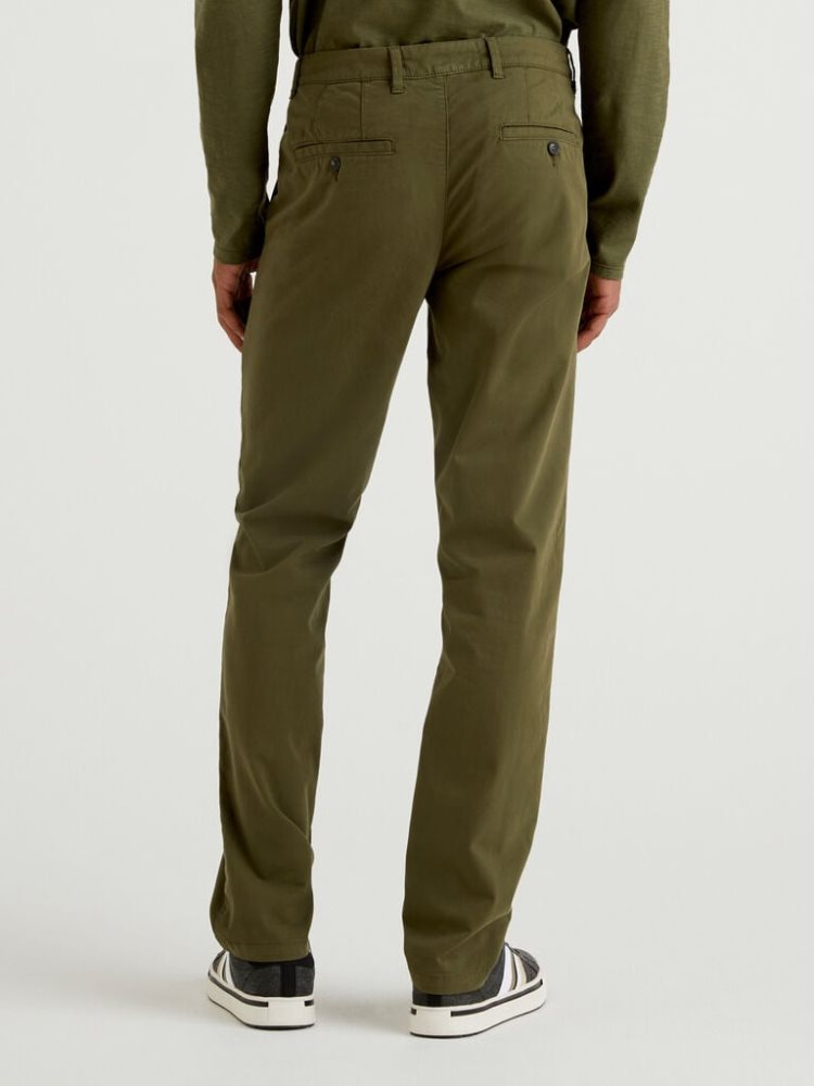 Benetton Slim Fit Chinos Heren Groen | BE102944