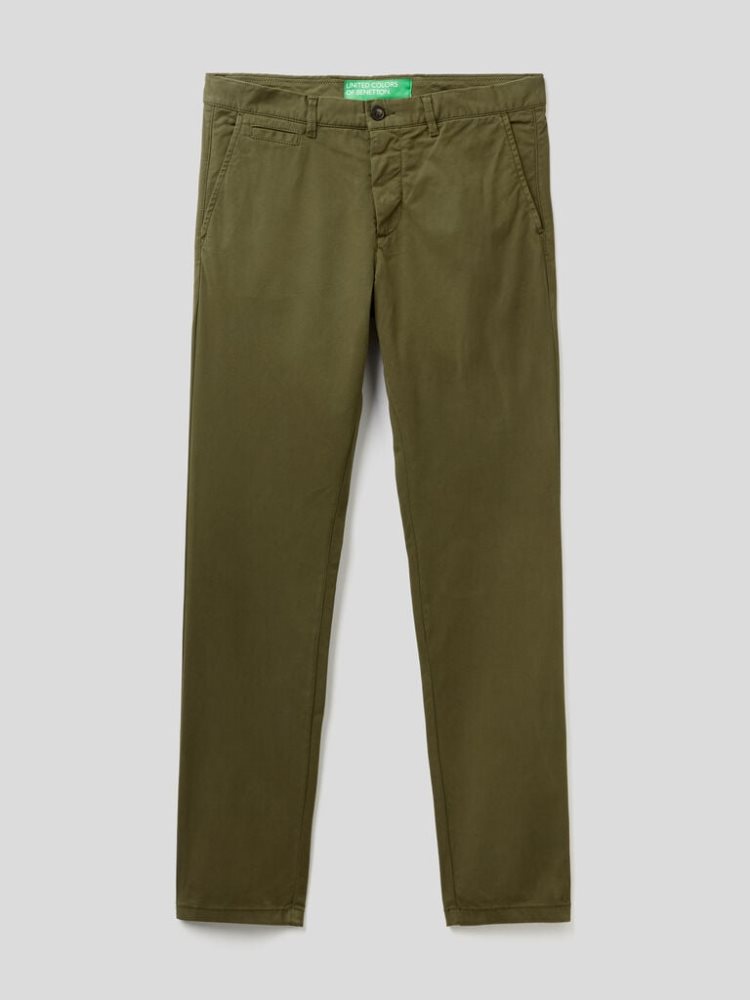 Benetton Slim Fit Chinos Heren Groen | BE102944