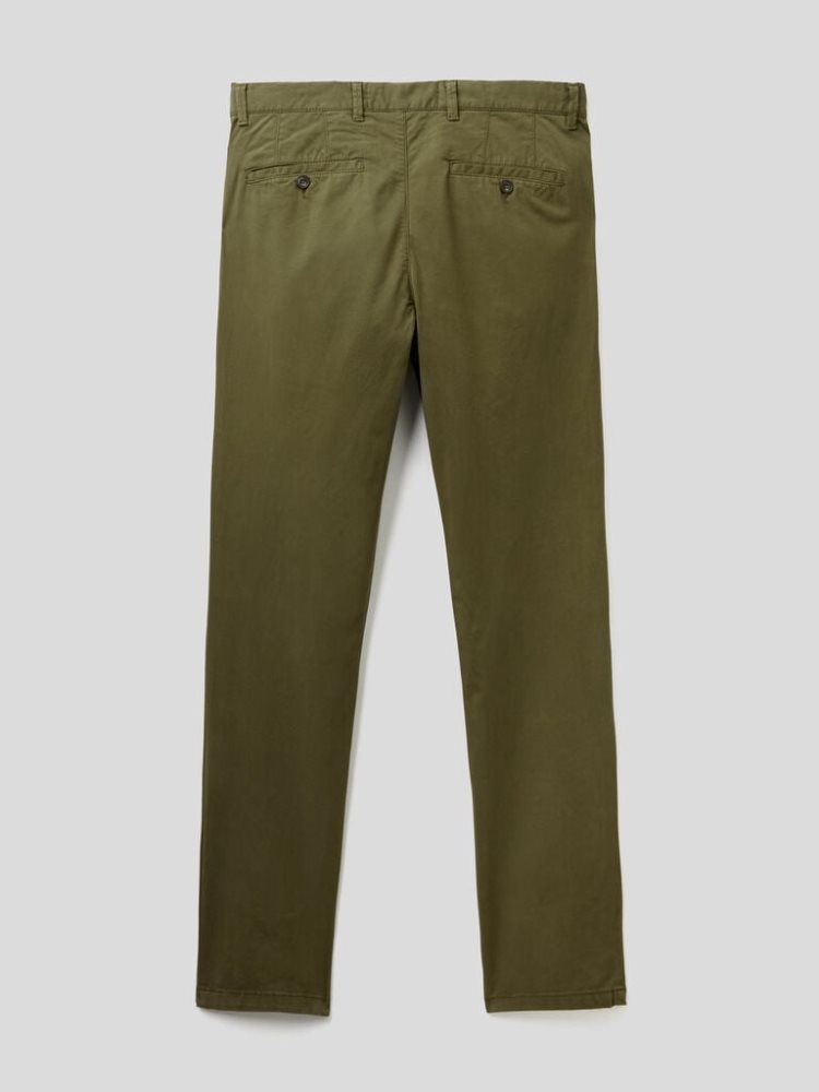 Benetton Slim Fit Chinos Heren Groen | BE102944