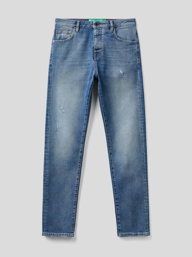 Benetton Slim Fit High-waisted Jeans Heren Blauw | BE214913