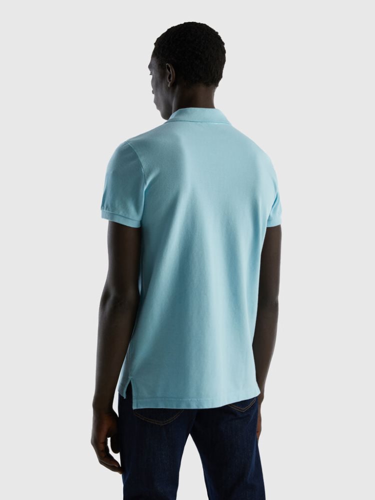 Benetton Slim Fit Short Sleeve Polos Heren Turquoise | BE135253