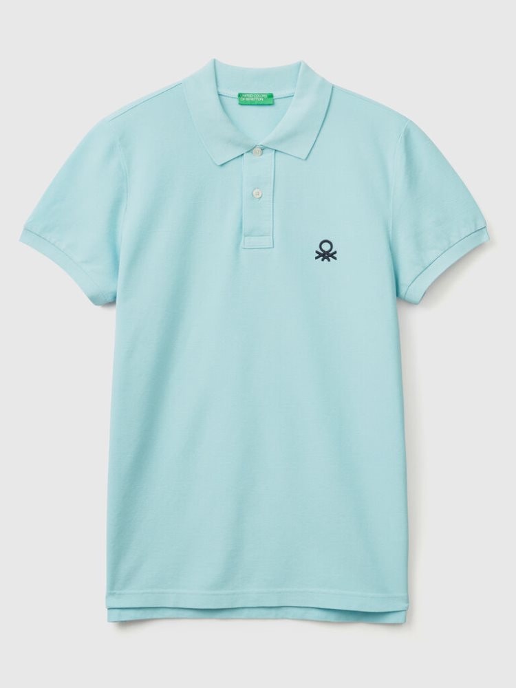 Benetton Slim Fit Short Sleeve Polos Heren Turquoise | BE135253