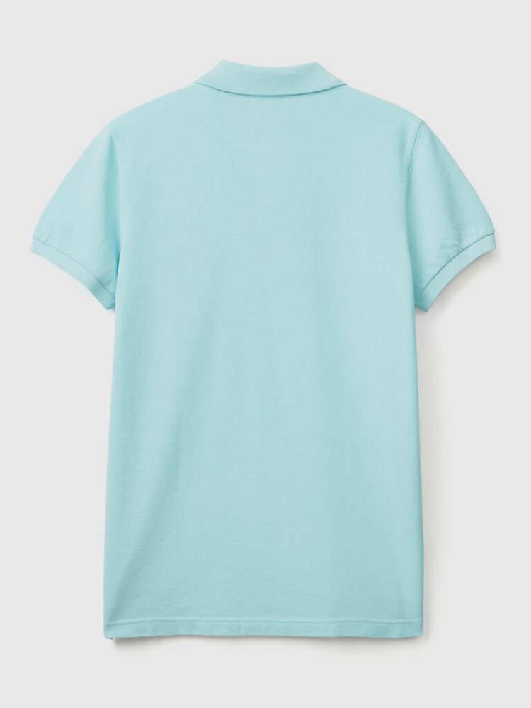 Benetton Slim Fit Short Sleeve Polos Heren Turquoise | BE135253