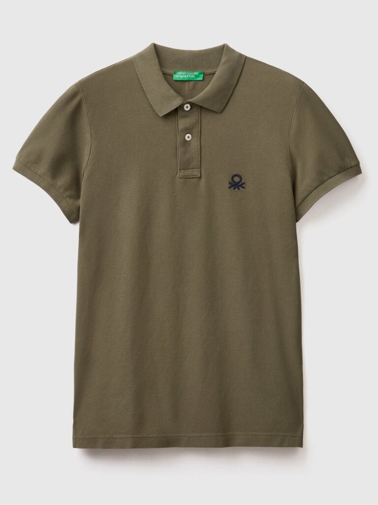 Benetton Slim Fit Short Sleeve Polos Heren Groen | BE575903