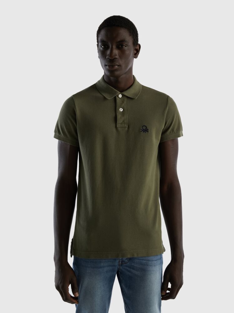 Benetton Slim Fit Short Sleeve Polos Heren Groen | BE575903