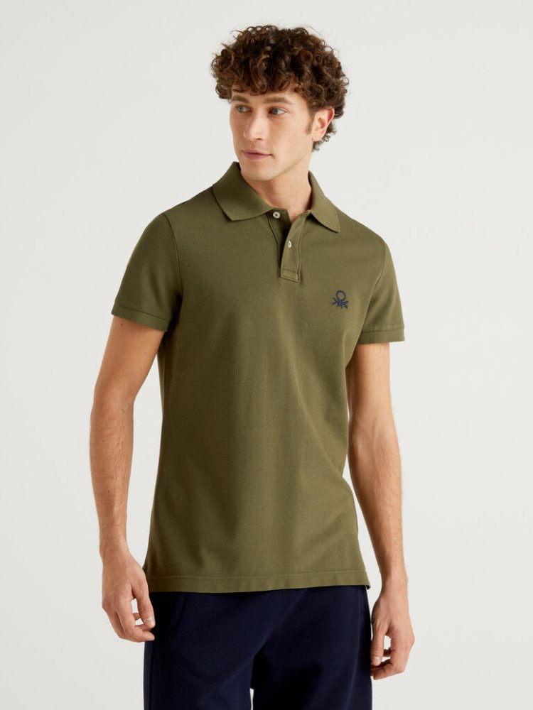 Benetton Slim Fit Short Sleeve Polos Heren Groen | BE598140