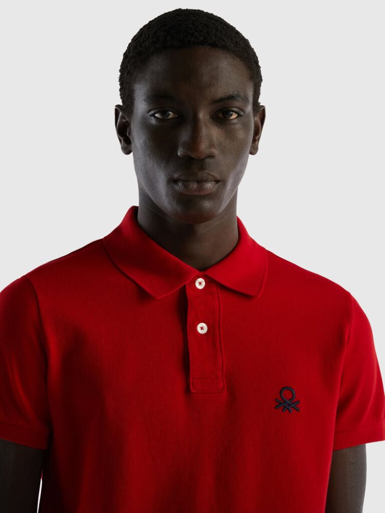 Benetton Slim Fit Short Sleeve Polos Heren Rood | BE686489