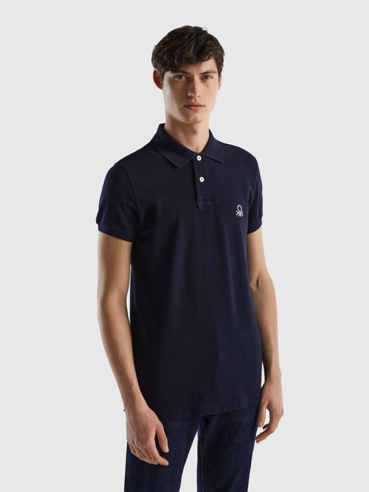 Benetton Slim Fit Short Sleeve Polos Heren Donkerblauw | BE879245