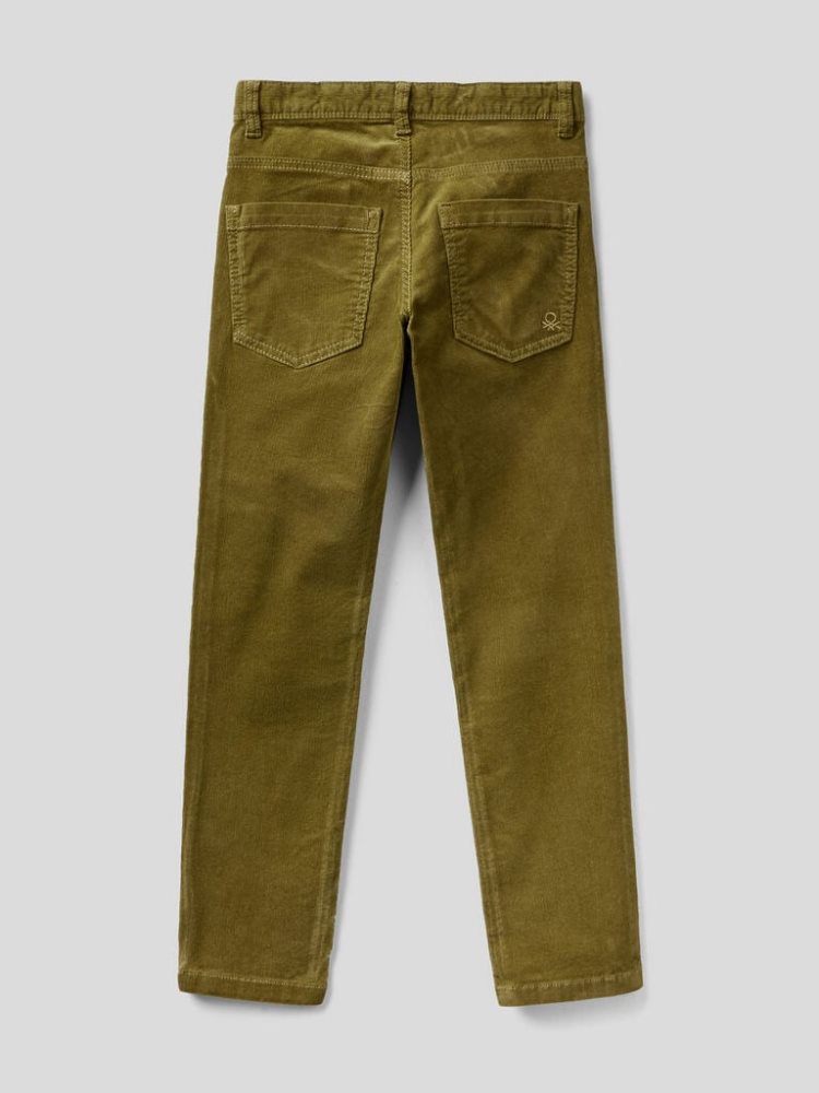 Benetton Slim Fit Stretch Corduroy Broek Kinderen Groen | BE523675