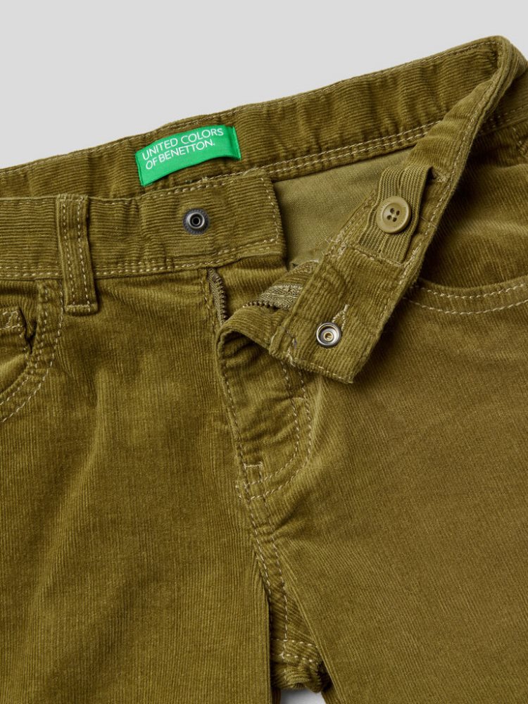 Benetton Slim Fit Stretch Corduroy Broek Kinderen Groen | BE523675