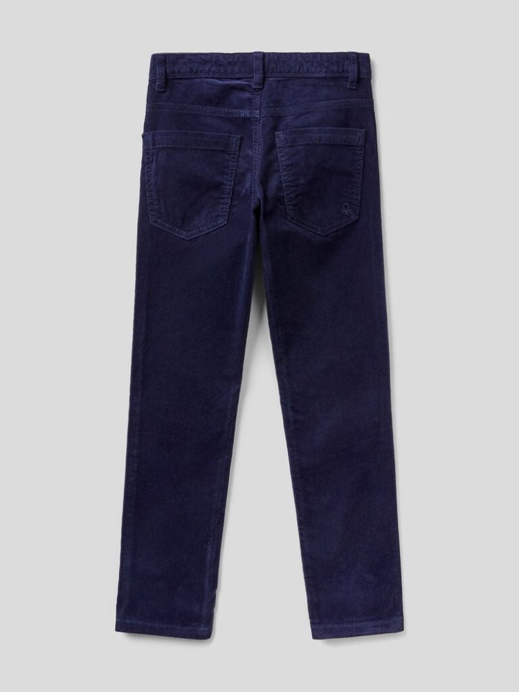 Benetton Slim Fit Stretch Corduroy Broek Kinderen Donkerblauw | BE538841