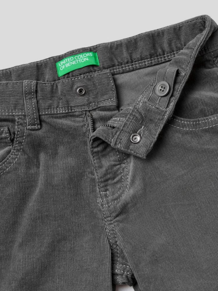 Benetton Slim Fit Stretch Corduroy Broek Kinderen Donkergrijs | BE758430