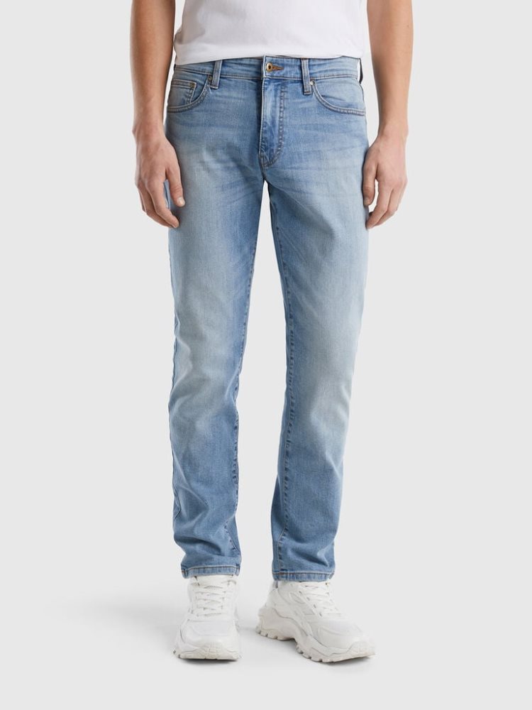 Benetton Slim Fit Tears Jeans Heren Blauw | BE008265