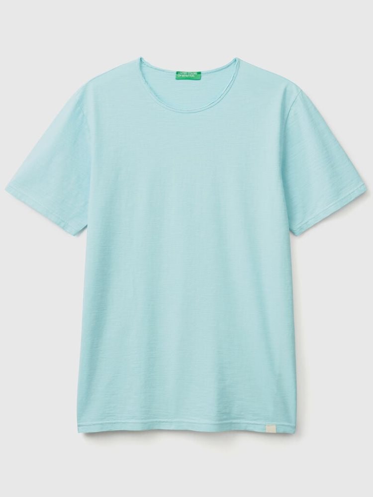 Benetton Slub Katoenen Short Sleeve T-shirts Heren Turquoise | BE392754