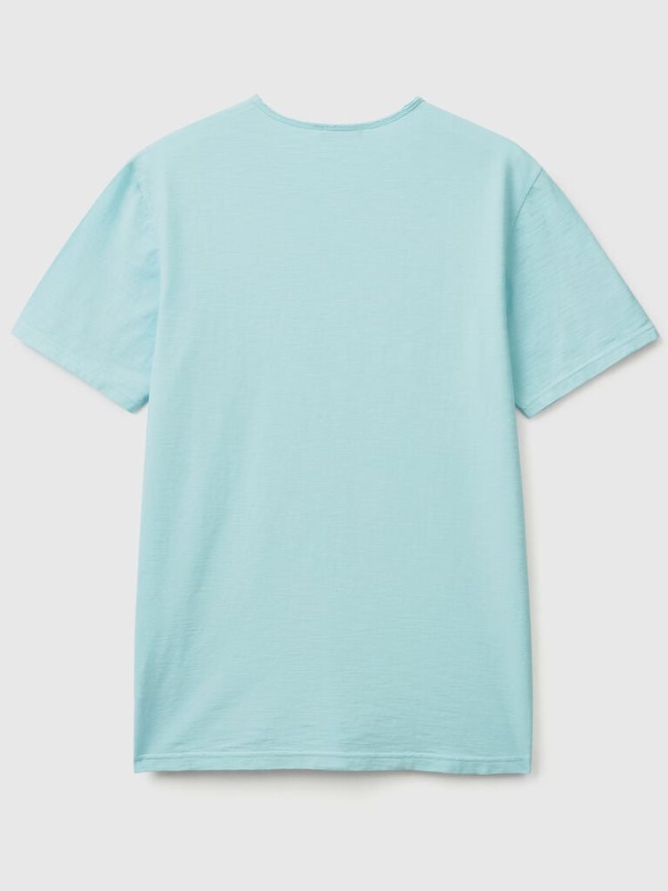 Benetton Slub Katoenen Short Sleeve T-shirts Heren Turquoise | BE392754