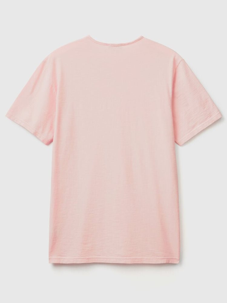 Benetton Slub Katoenen Short Sleeve T-shirts Heren Roze | BE887603