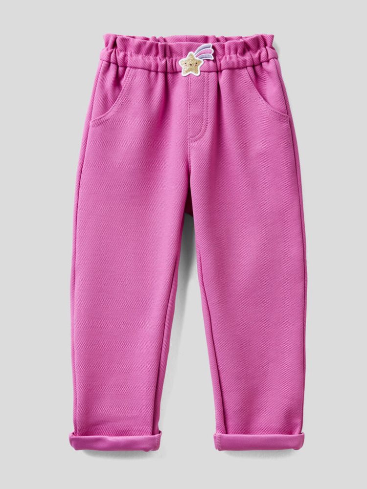 Benetton Star Patch Broek Kinderen Cyclamen | BE572199