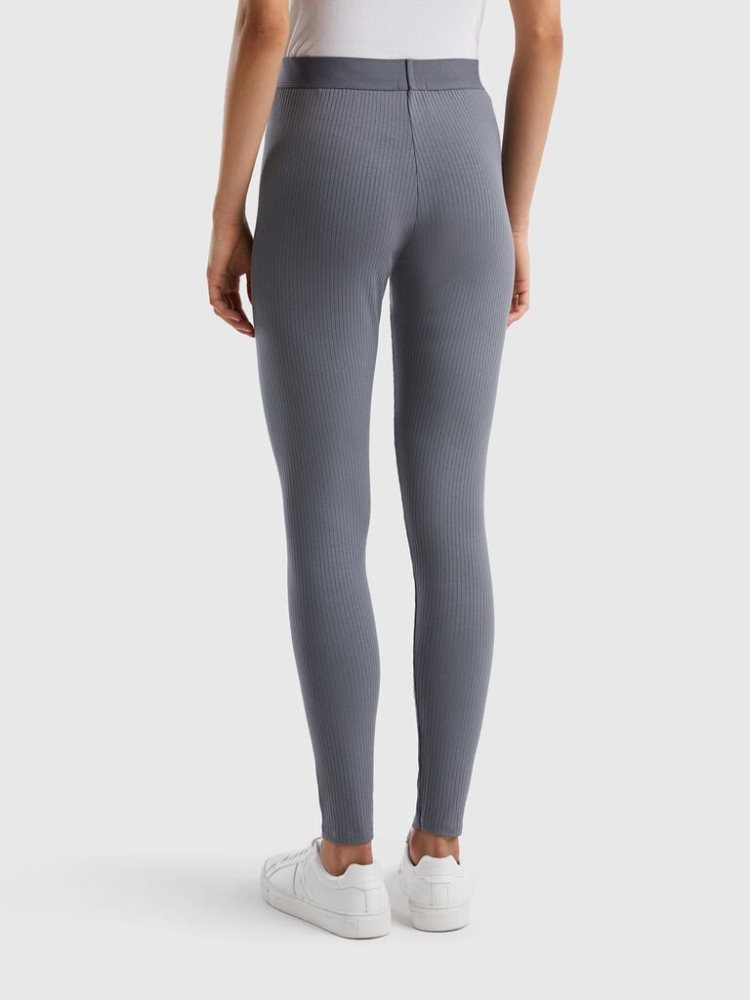 Benetton Stretch Geribbeld Leggings Dames Grijs | BE344341