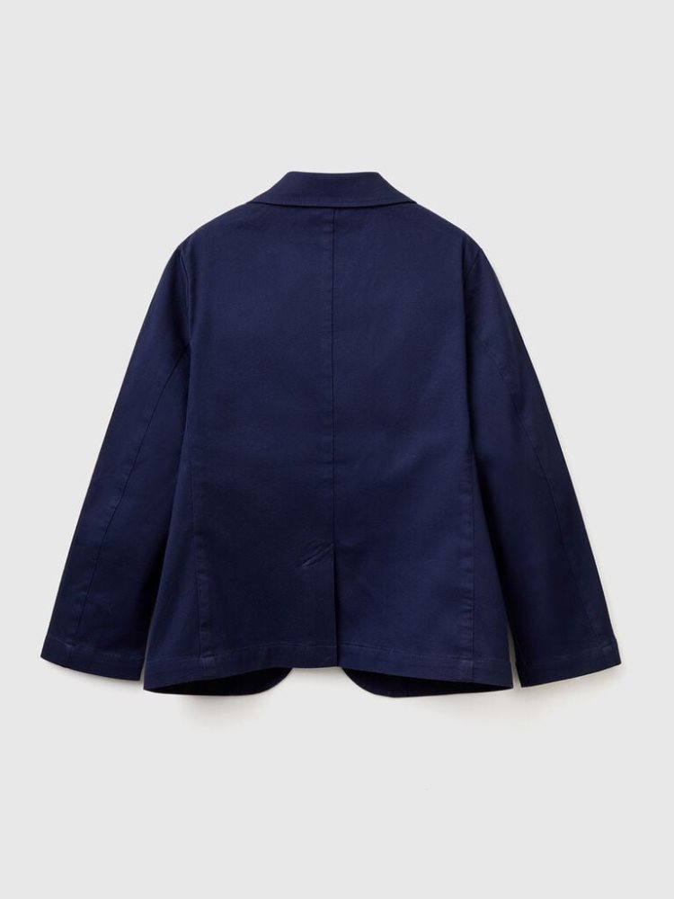 Benetton Stretch Katoenen Blazer Kinderen Donkerblauw | BE468620