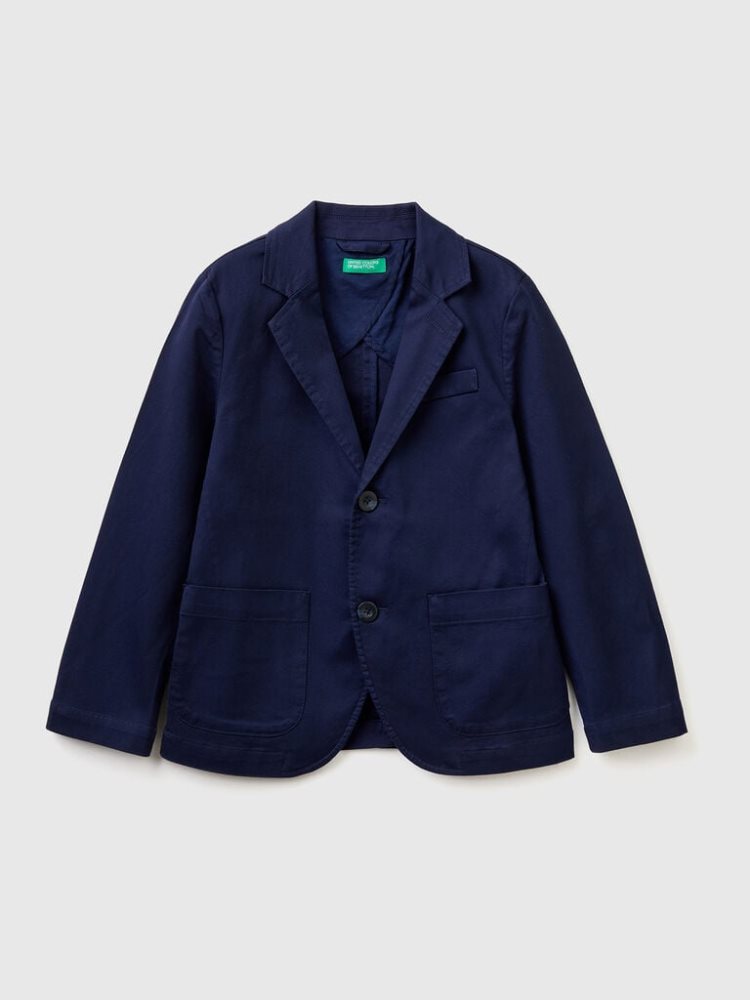 Benetton Stretch Katoenen Blazer Kinderen Donkerblauw | BE468620