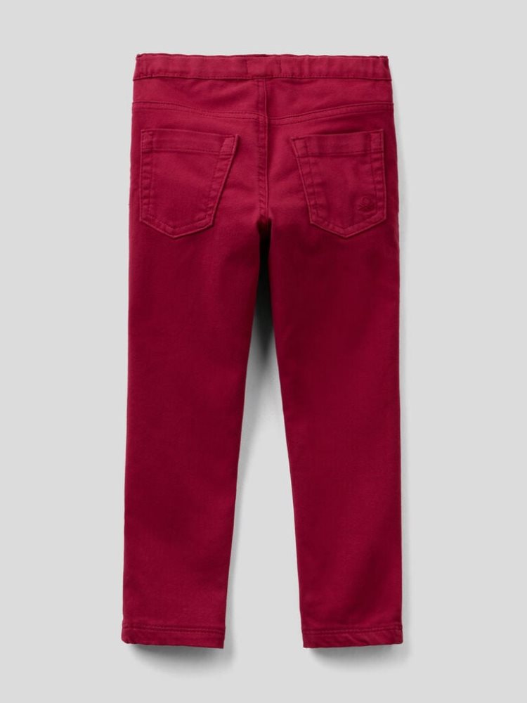 Benetton Stretch Katoenen Blend Broek Kinderen Bordeaux | BE275580