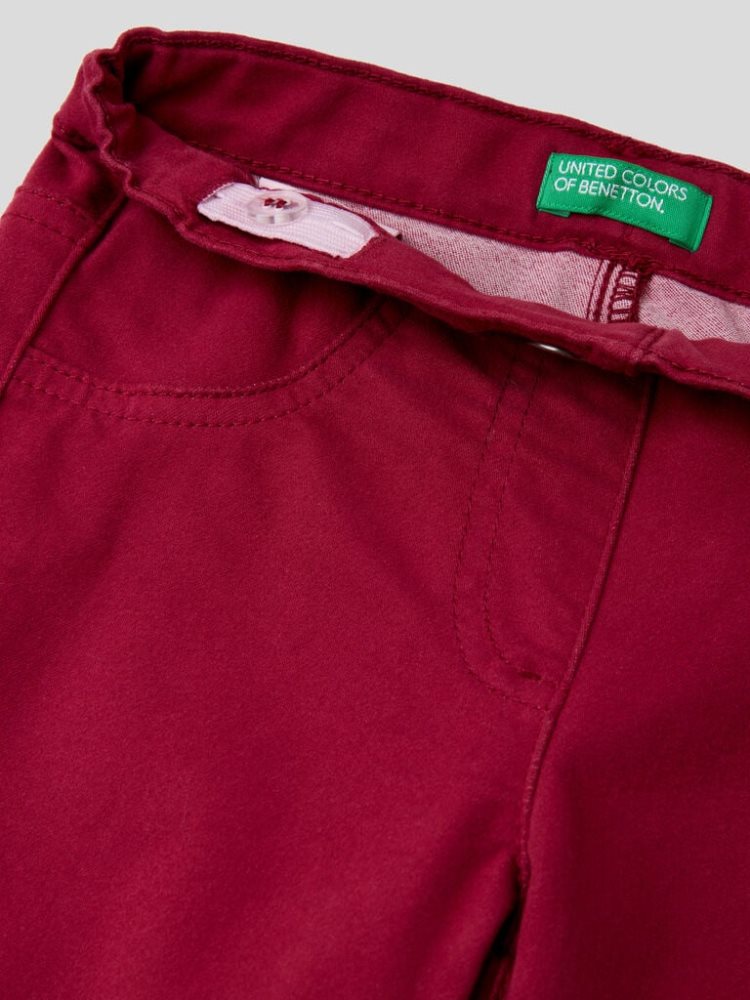 Benetton Stretch Katoenen Blend Broek Kinderen Bordeaux | BE275580