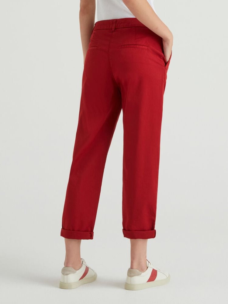 Benetton Stretch Katoenen Chino Broek Dames Bordeaux | BE273097