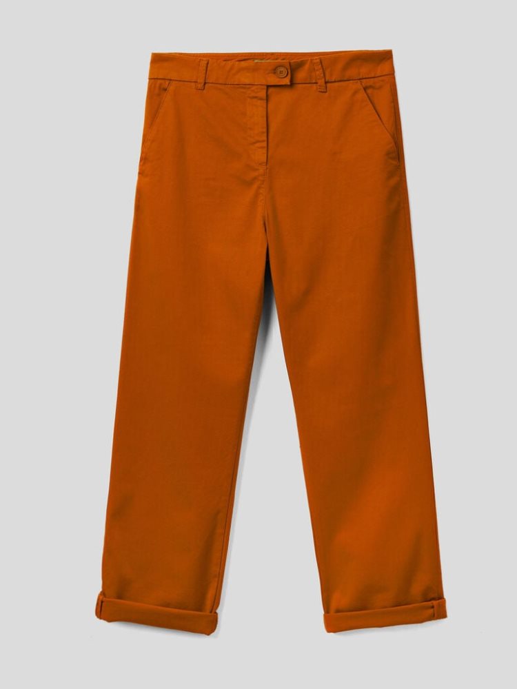 Benetton Stretch Katoenen Chino Broek Dames Burnt | BE902534