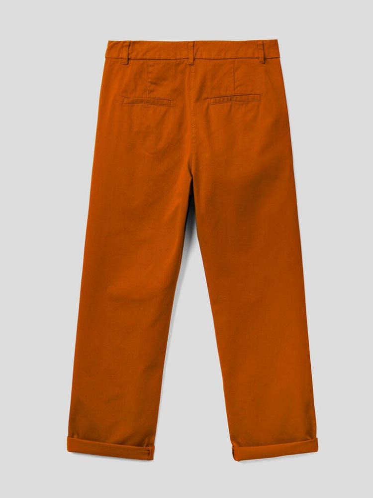 Benetton Stretch Katoenen Chino Broek Dames Burnt | BE902534