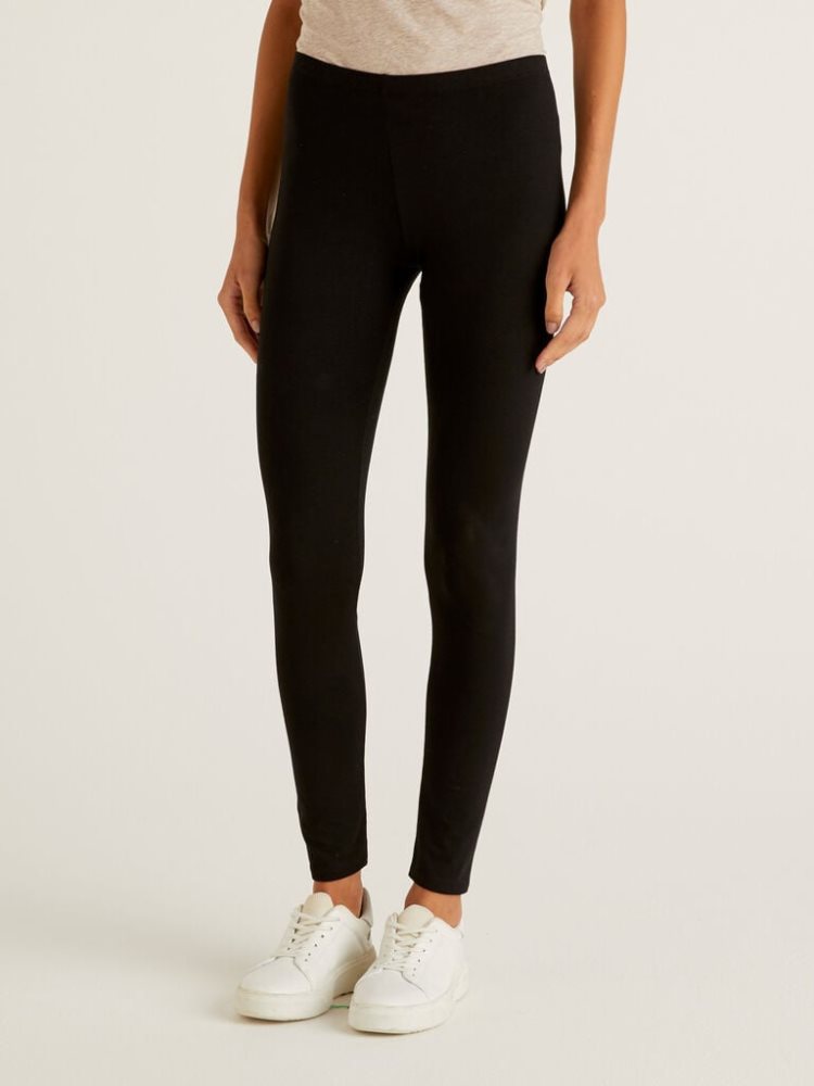 Benetton Stretch Katoenen Leggings Dames Zwart | BE736768