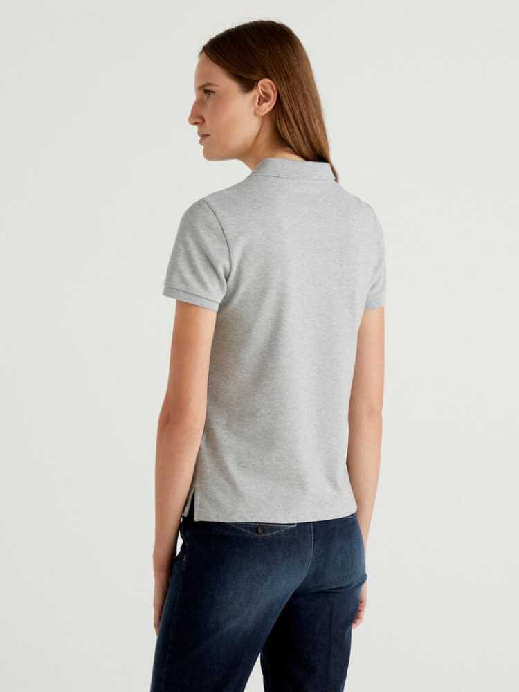 Benetton Stretch Katoenen Poloshirt Dames Grijs | BE114916