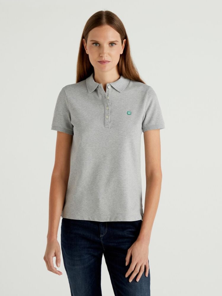 Benetton Stretch Katoenen Poloshirt Dames Grijs | BE114916