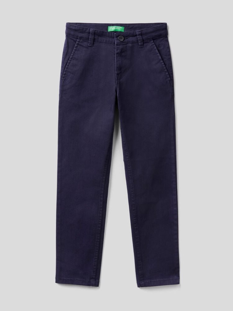 Benetton Stretch Katoenen Slim Fit Chinos Kinderen Donkerblauw | BE341859